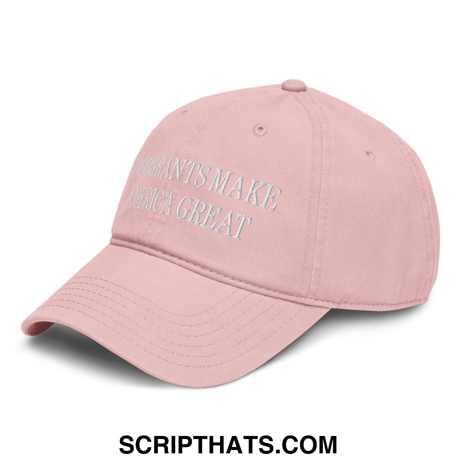 Immigrants Make America Great Embroidered Baseball Dad Hat Dusty Rose