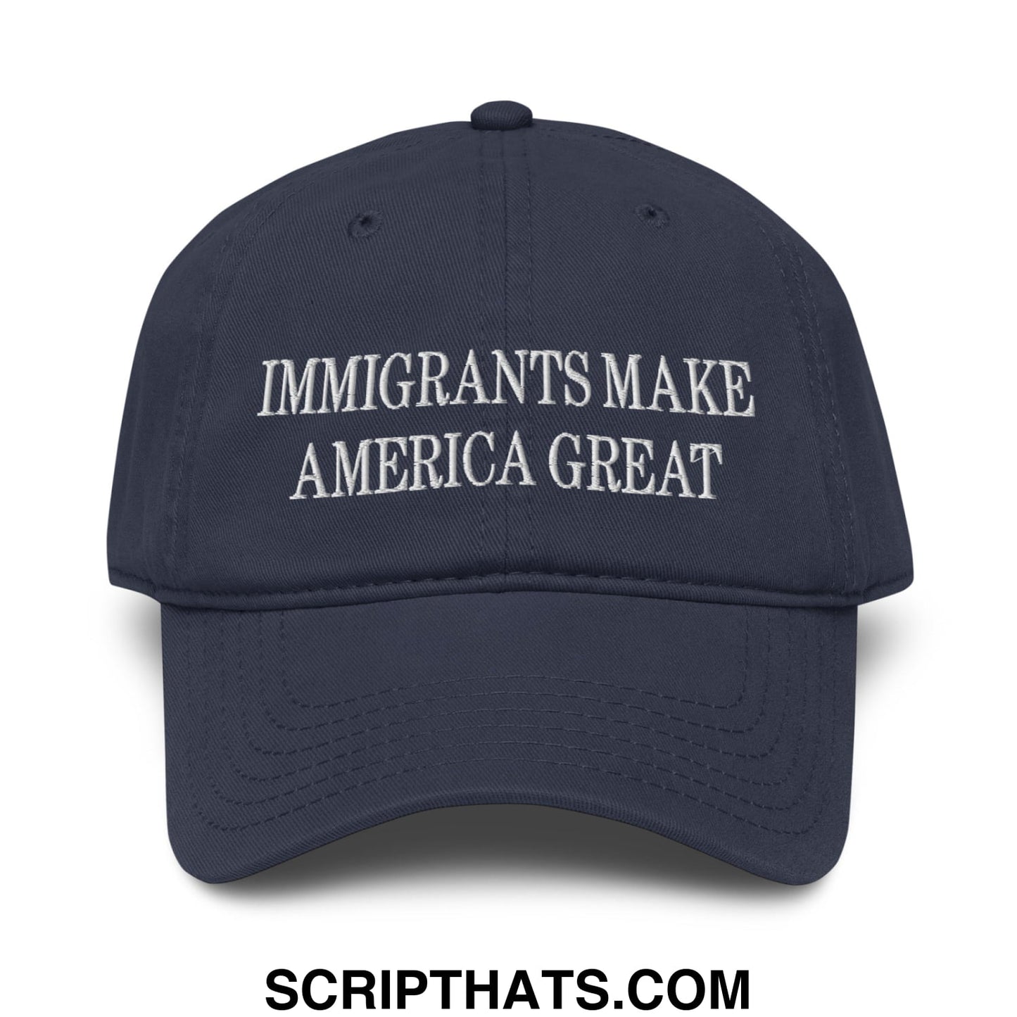 Immigrants Make America Great Embroidered Baseball Dad Hat Navy