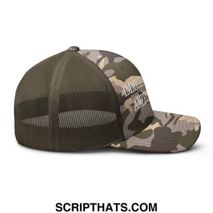Immigrants Make America Great Embroidered Camo Mesh Trucker Hat Camo Olive