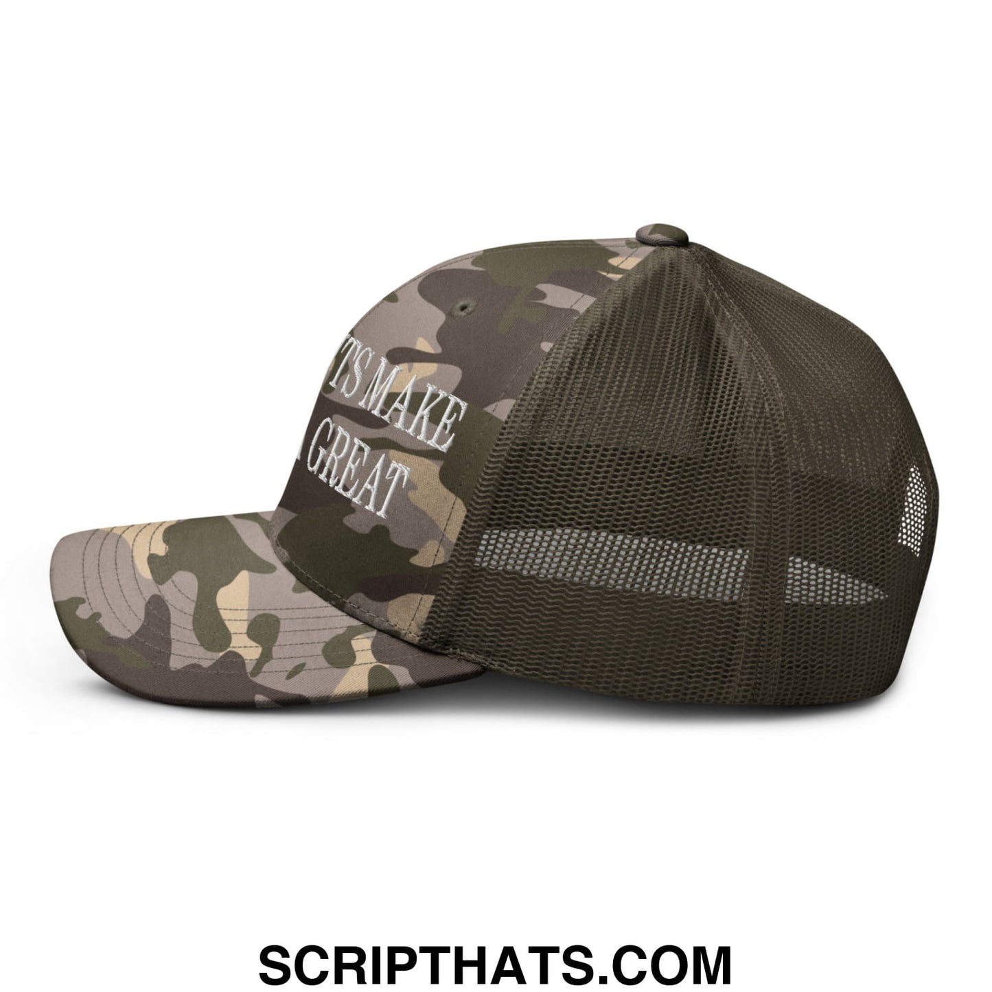 Immigrants Make America Great Embroidered Camo Mesh Trucker Hat Camo Olive