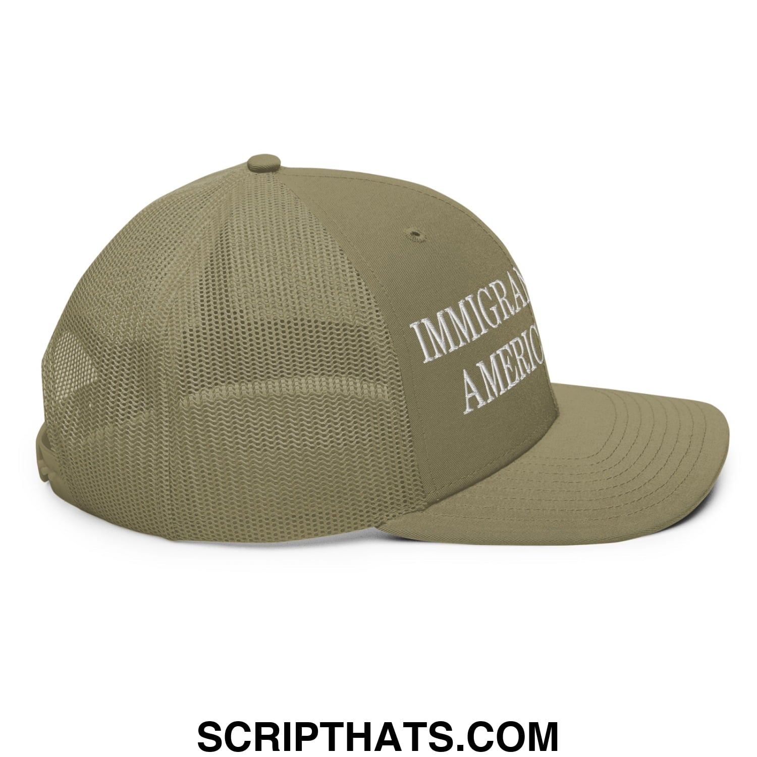 Immigrants Make America Great Embroidered Classic Mesh Trucker Hat Loden