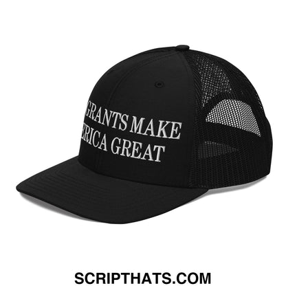 Immigrants Make America Great Embroidered Classic Mesh Trucker Hat Black