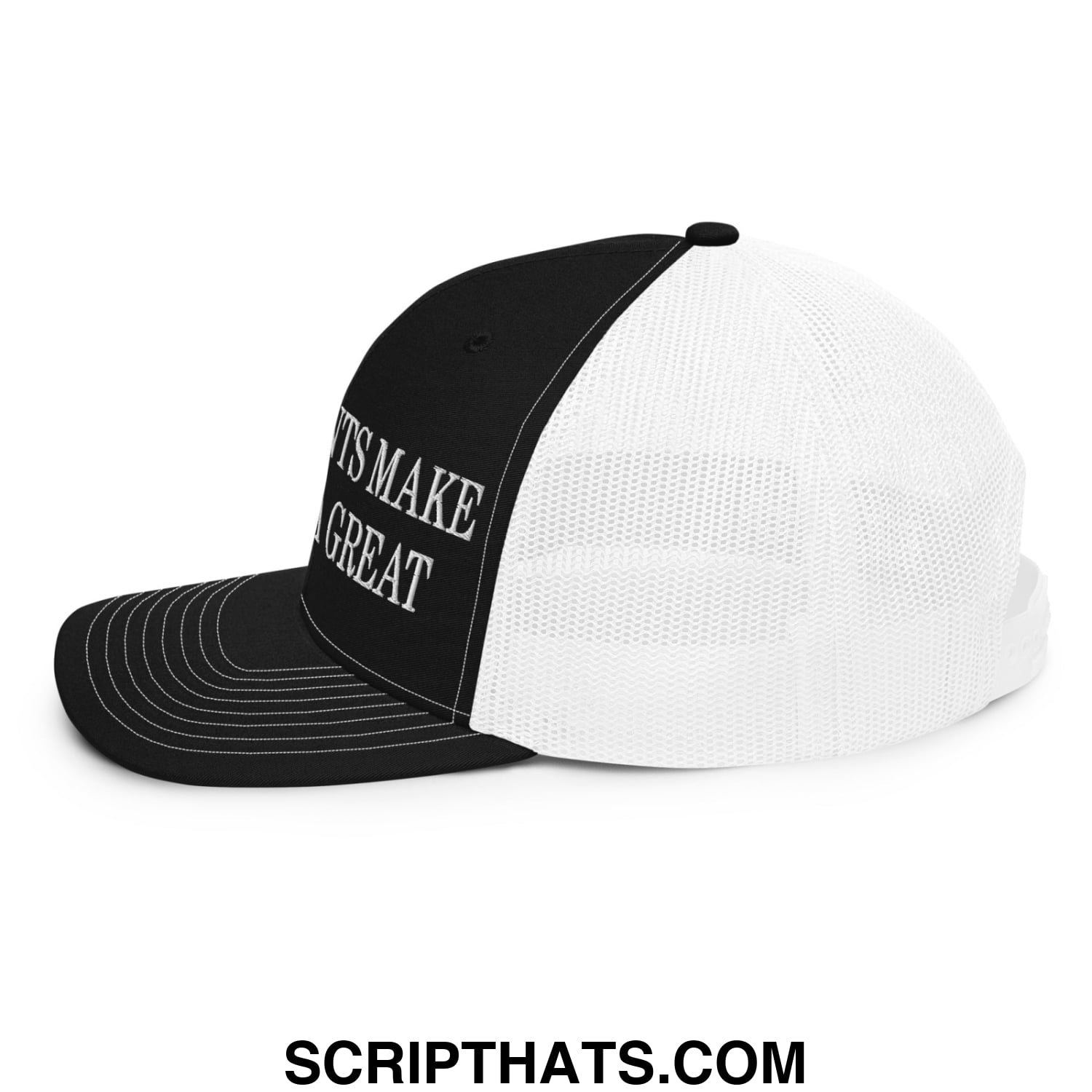 Immigrants Make America Great Embroidered Classic Mesh Trucker Hat Black White