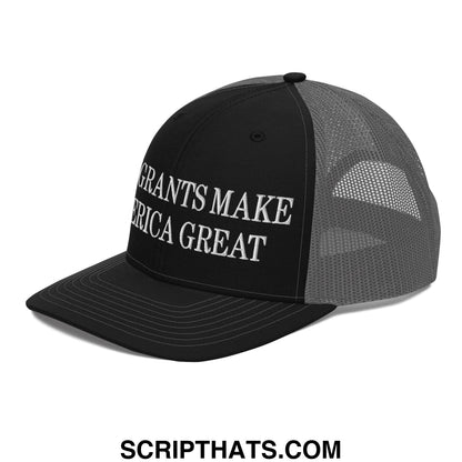 Immigrants Make America Great Embroidered Classic Mesh Trucker Hat Black Charcoal