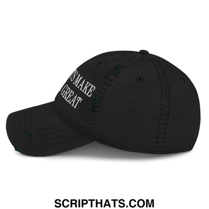 Immigrants Make America Great Embroidered Distressed Dad Hat Black