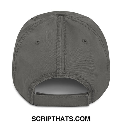 Immigrants Make America Great Embroidered Distressed Dad Hat Charcoal Grey