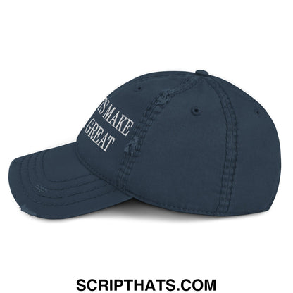 Immigrants Make America Great Embroidered Distressed Dad Hat Navy