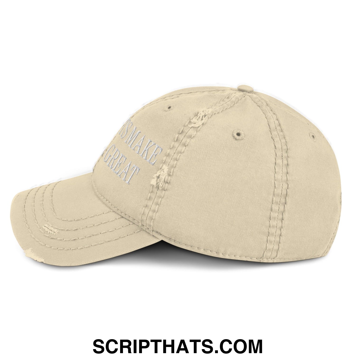 Immigrants Make America Great Embroidered Distressed Dad Hat Khaki