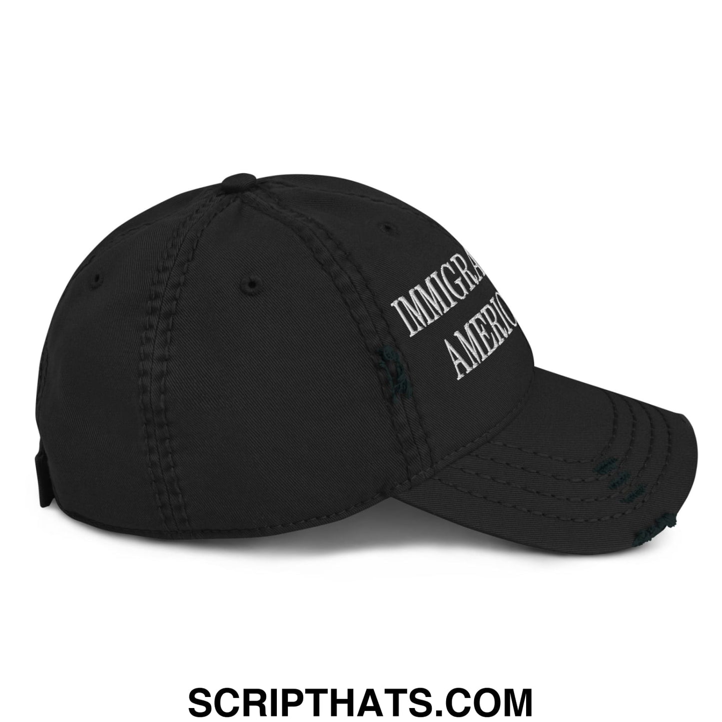 Immigrants Make America Great Embroidered Distressed Dad Hat Black