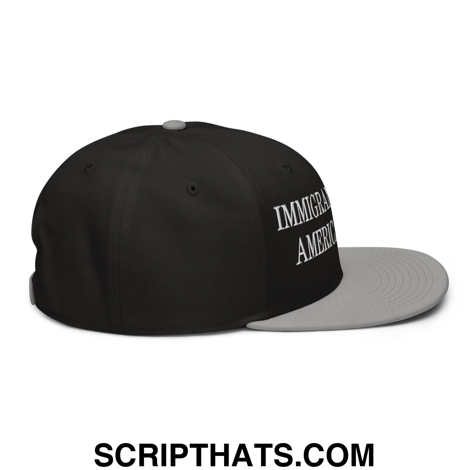 Immigrants Make America Great Embroidered Flat Brim Bill Snapback Hat Gray Black Black