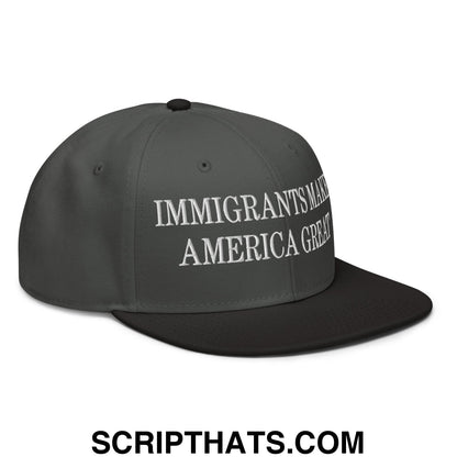 Immigrants Make America Great Embroidered Flat Brim Bill Snapback Hat Black Charcoal gray Charcoal gray