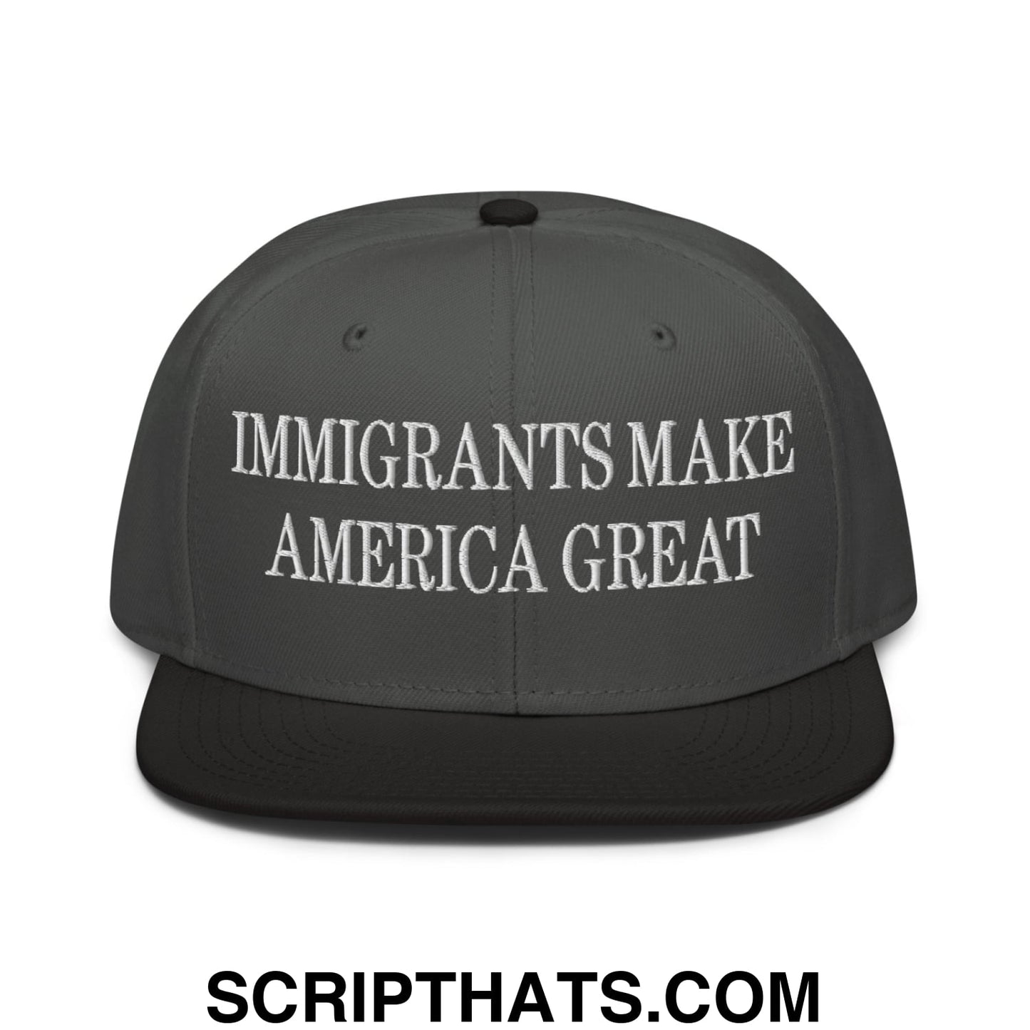 Immigrants Make America Great Embroidered Flat Brim Bill Snapback Hat Black Charcoal gray Charcoal gray