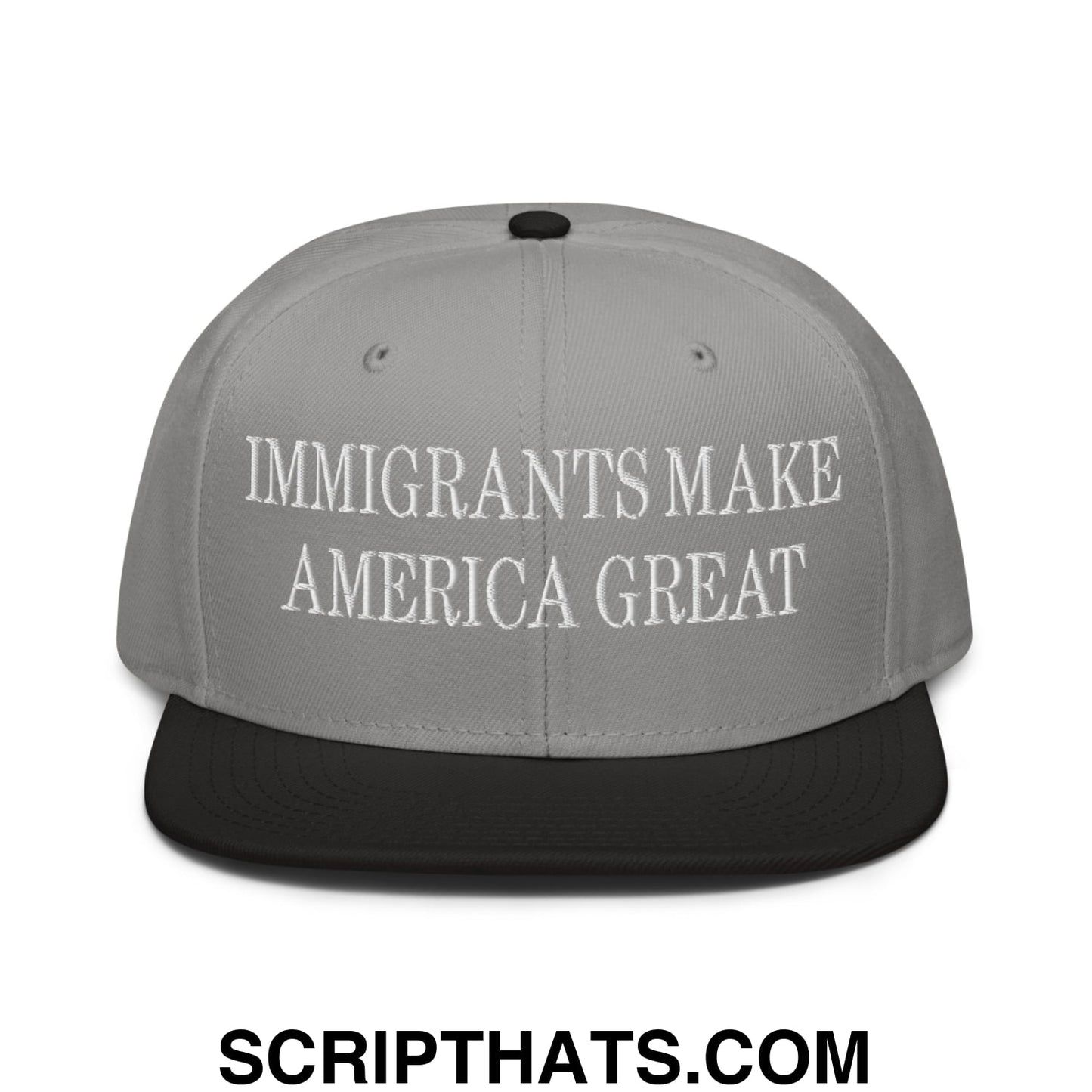 Immigrants Make America Great Embroidered Flat Brim Bill Snapback Hat Black Gray Gray