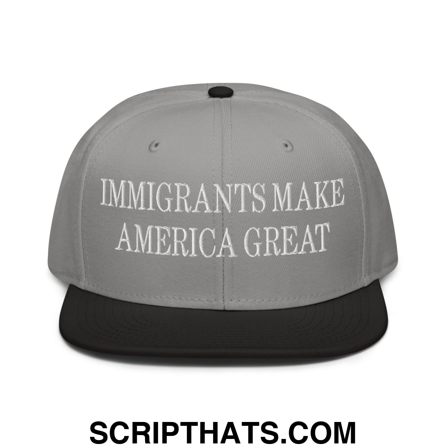 Immigrants Make America Great Embroidered Flat Brim Bill Snapback Hat Black Gray Gray