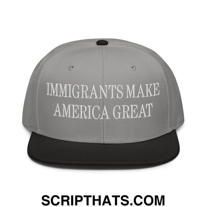 Immigrants Make America Great Embroidered Flat Brim Bill Snapback Hat Black Gray Gray