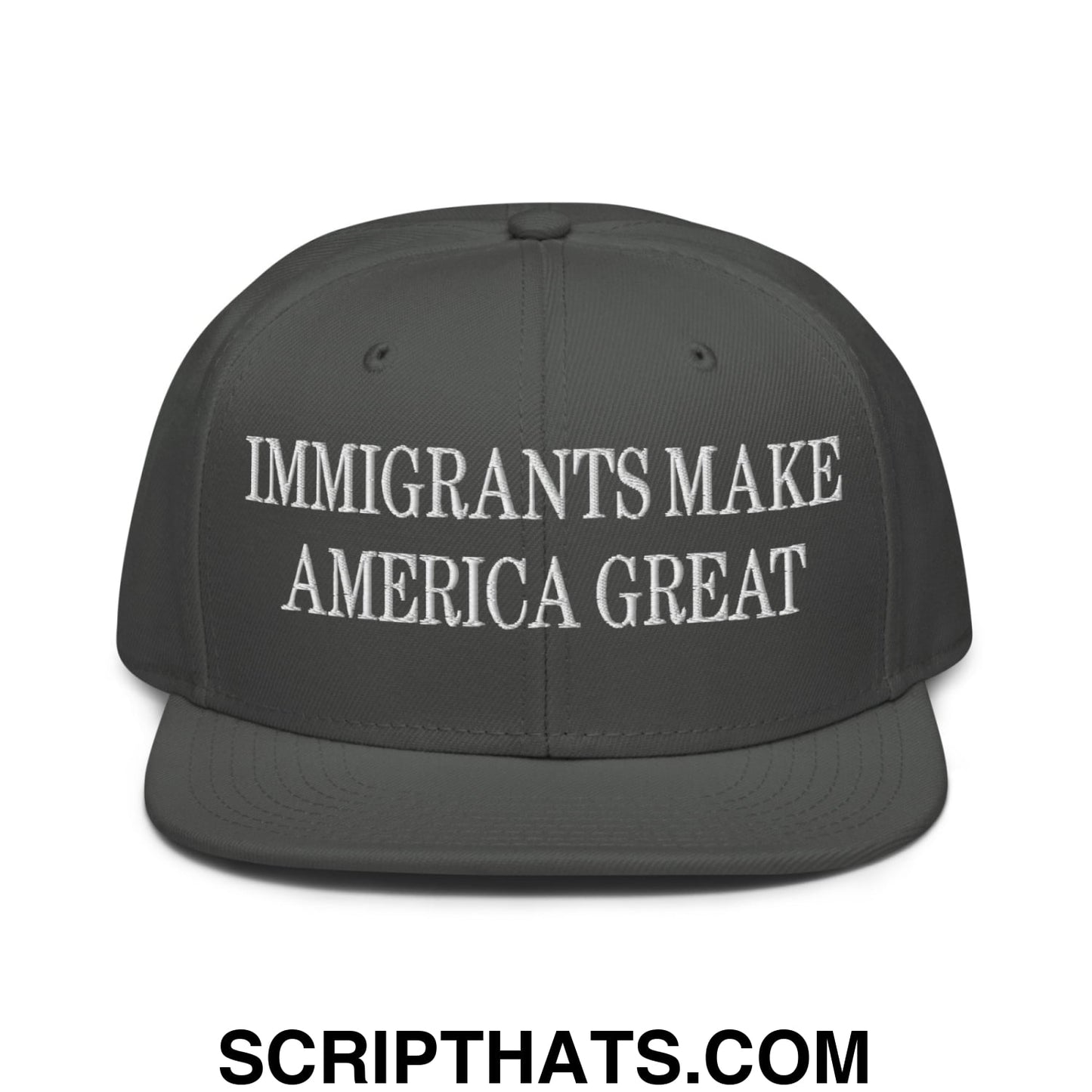 Immigrants Make America Great Embroidered Flat Brim Bill Snapback Hat Charcoal gray