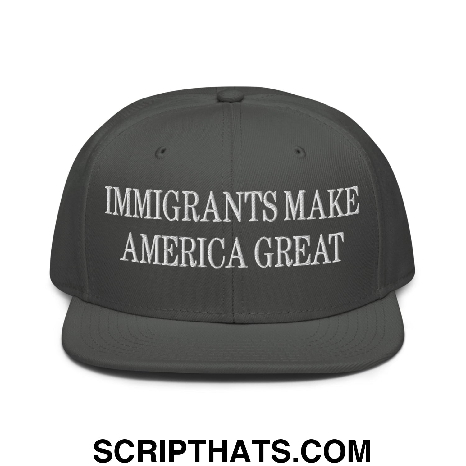 Immigrants Make America Great Embroidered Flat Brim Bill Snapback Hat Charcoal gray