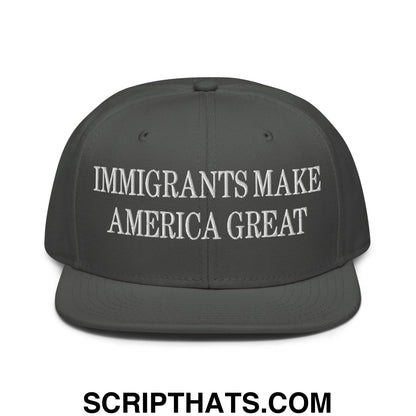 Immigrants Make America Great Embroidered Flat Brim Bill Snapback Hat Charcoal gray