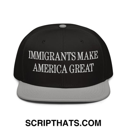 Immigrants Make America Great Embroidered Flat Brim Bill Snapback Hat Gray Black Black