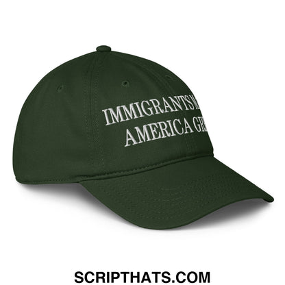 Immigrants Make America Great Embroidered Low Profile Dad Hat Dark green