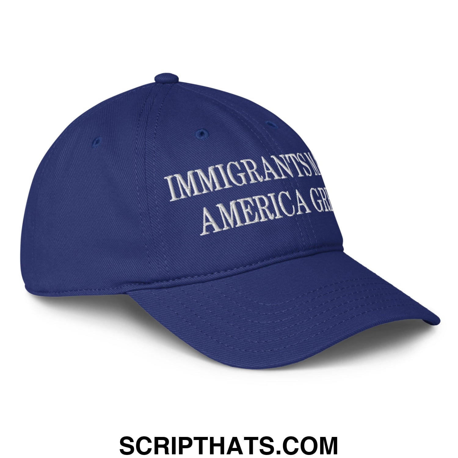 Immigrants Make America Great Embroidered Low Profile Dad Hat Royal