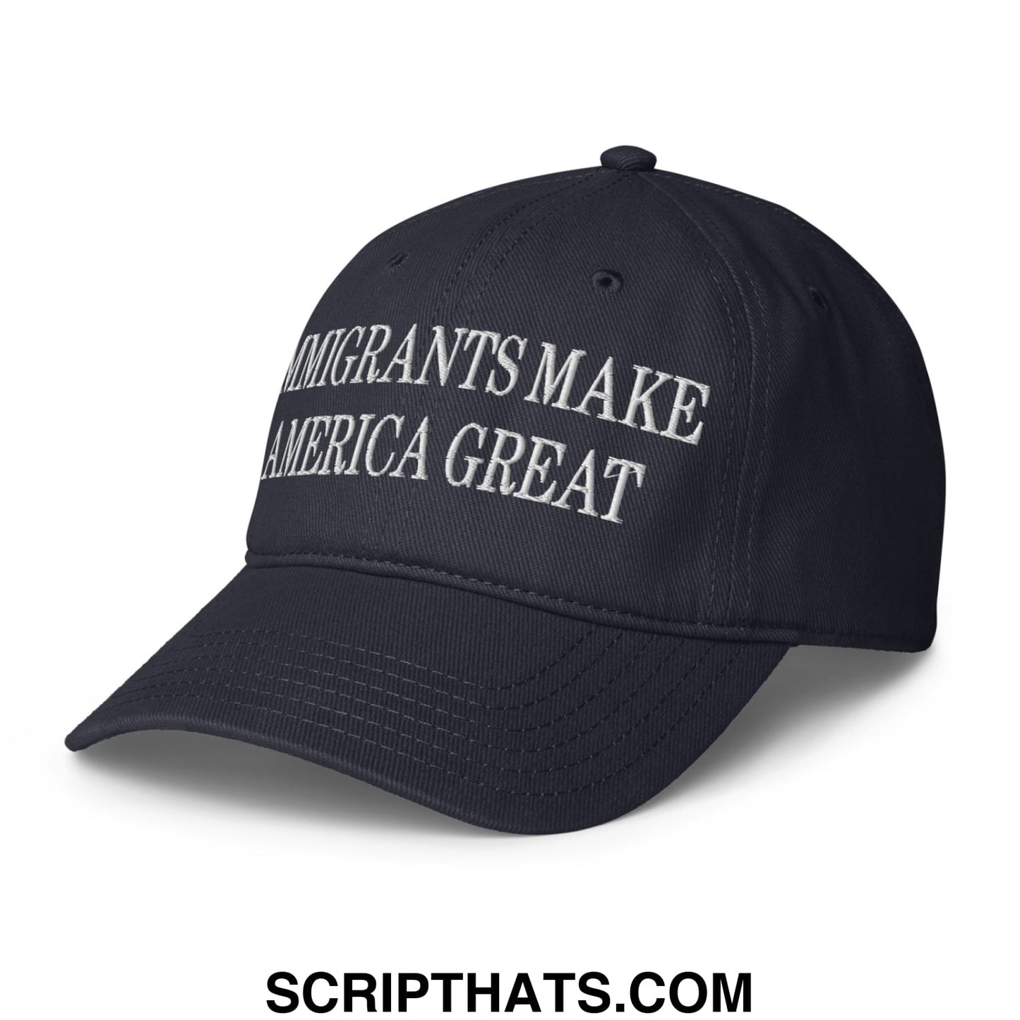 Immigrants Make America Great Embroidered Low Profile Dad Hat Dark Navy