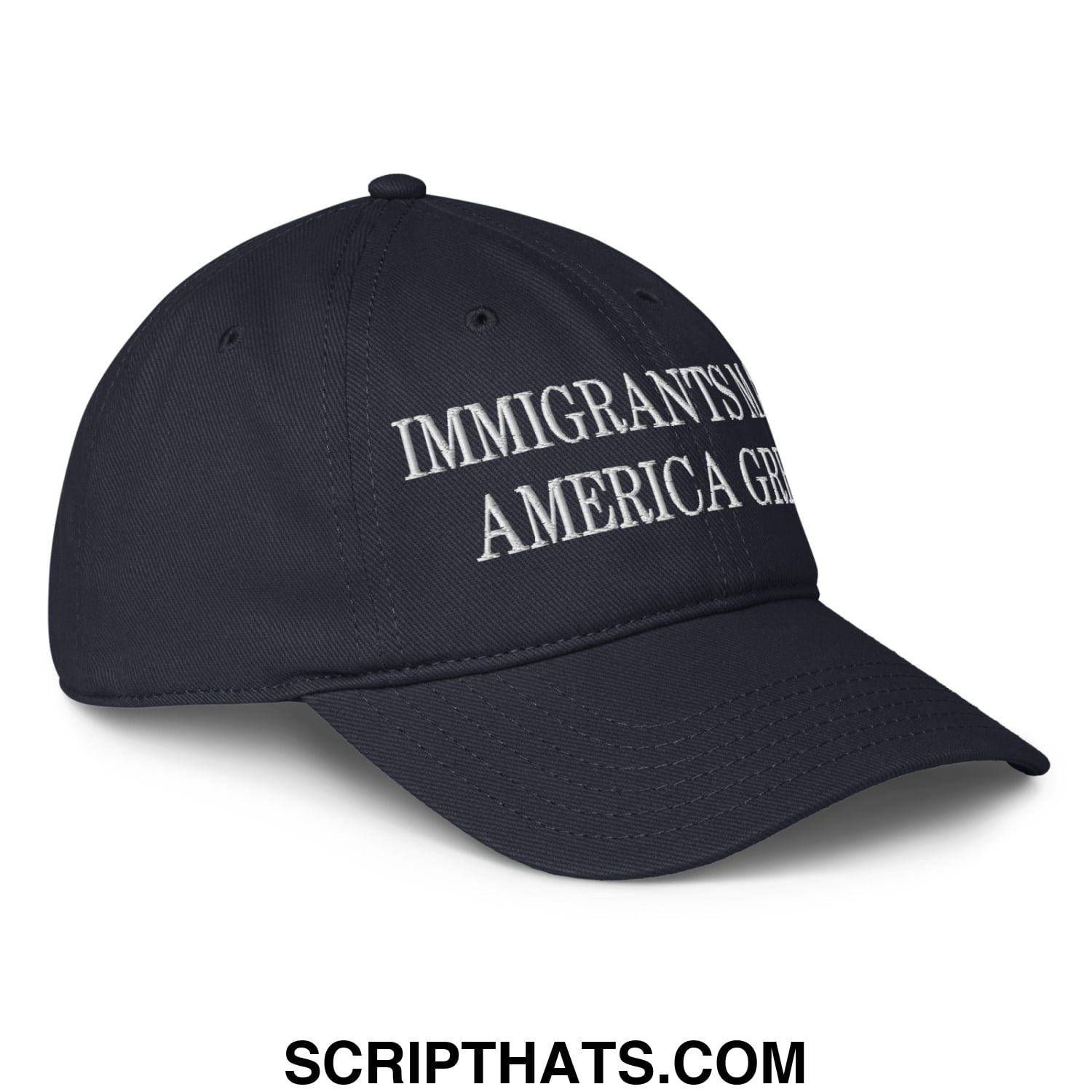 Immigrants Make America Great Embroidered Low Profile Dad Hat Dark Navy