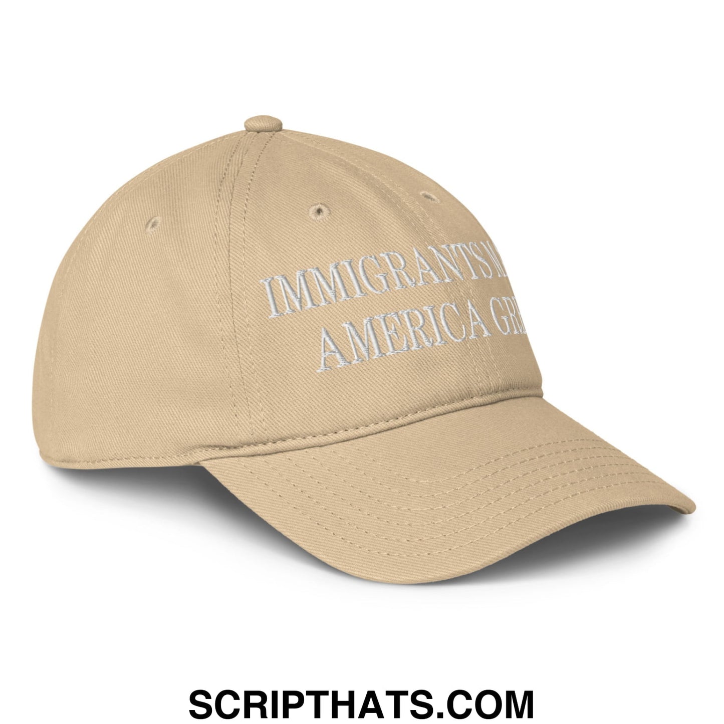 Immigrants Make America Great Embroidered Low Profile Dad Hat Khaki