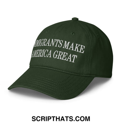 Immigrants Make America Great Embroidered Low Profile Dad Hat Dark green