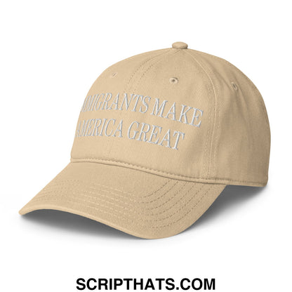 Immigrants Make America Great Embroidered Low Profile Dad Hat Khaki