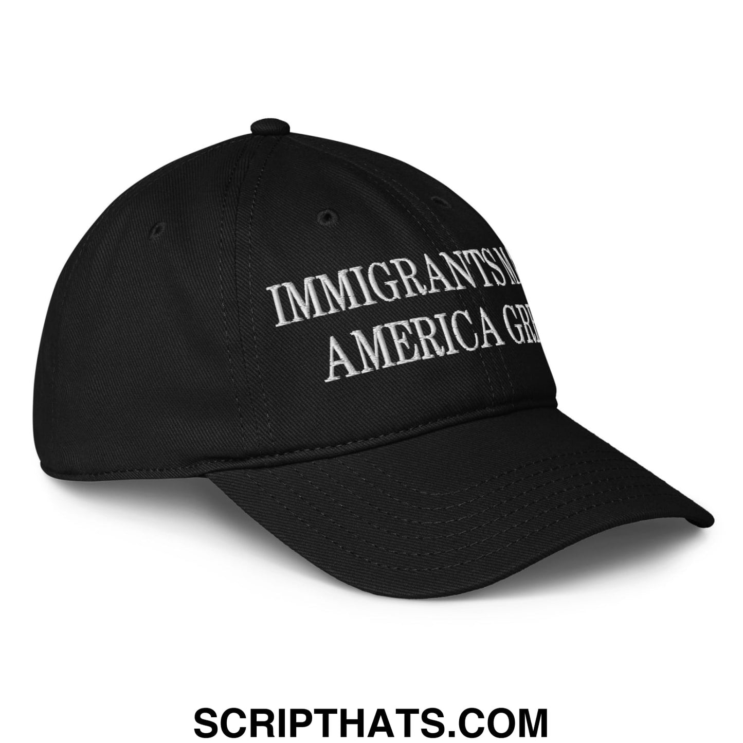 Immigrants Make America Great Embroidered Low Profile Dad Hat Black