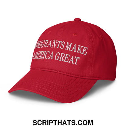 Immigrants Make America Great Embroidered Low Profile Dad Hat Red