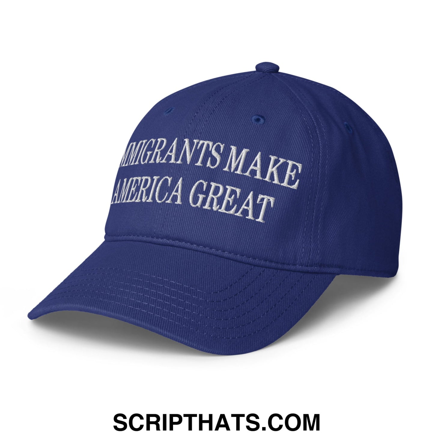 Immigrants Make America Great Embroidered Low Profile Dad Hat Royal