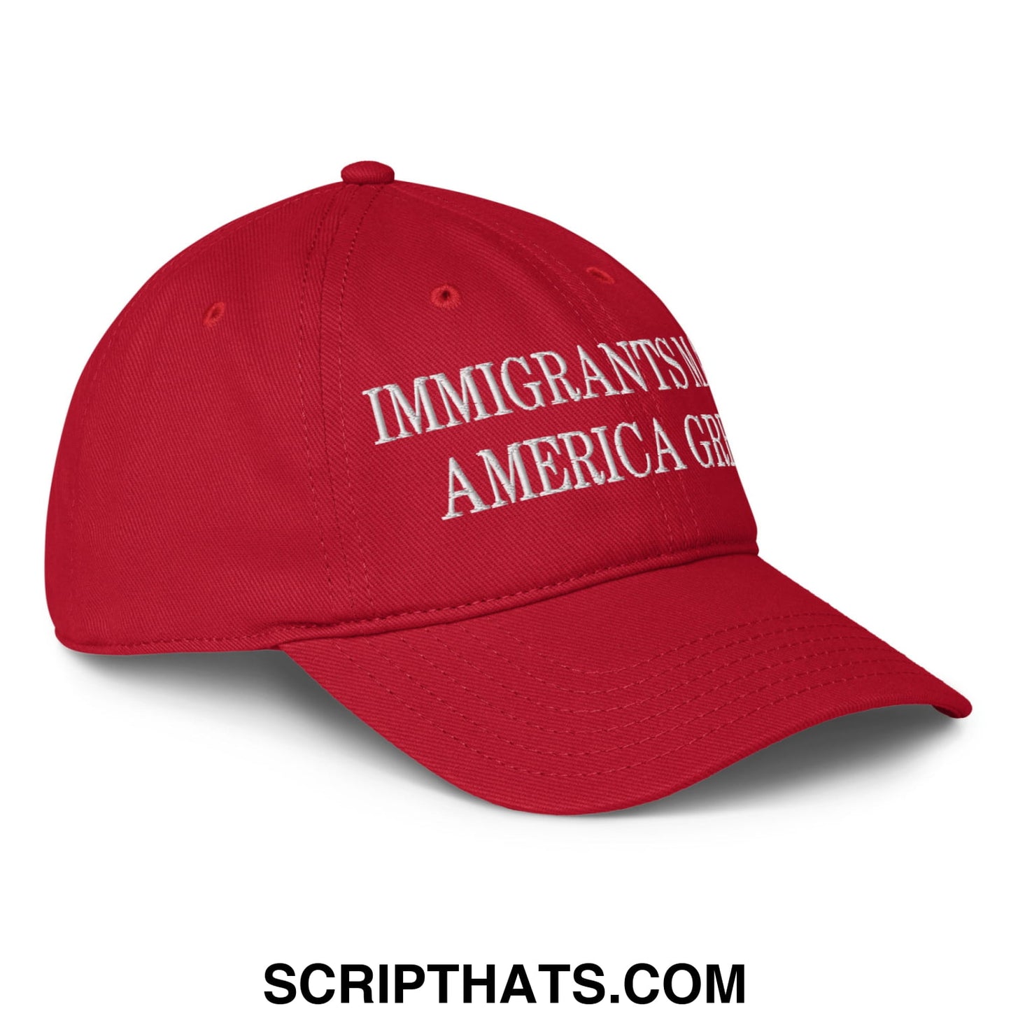 Immigrants Make America Great Embroidered Low Profile Dad Hat Red
