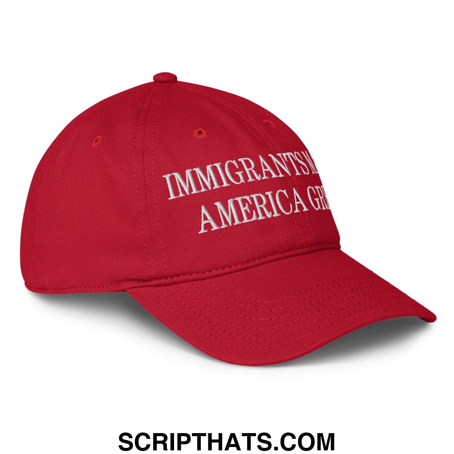 Immigrants Make America Great Embroidered Low Profile Dad Hat Red