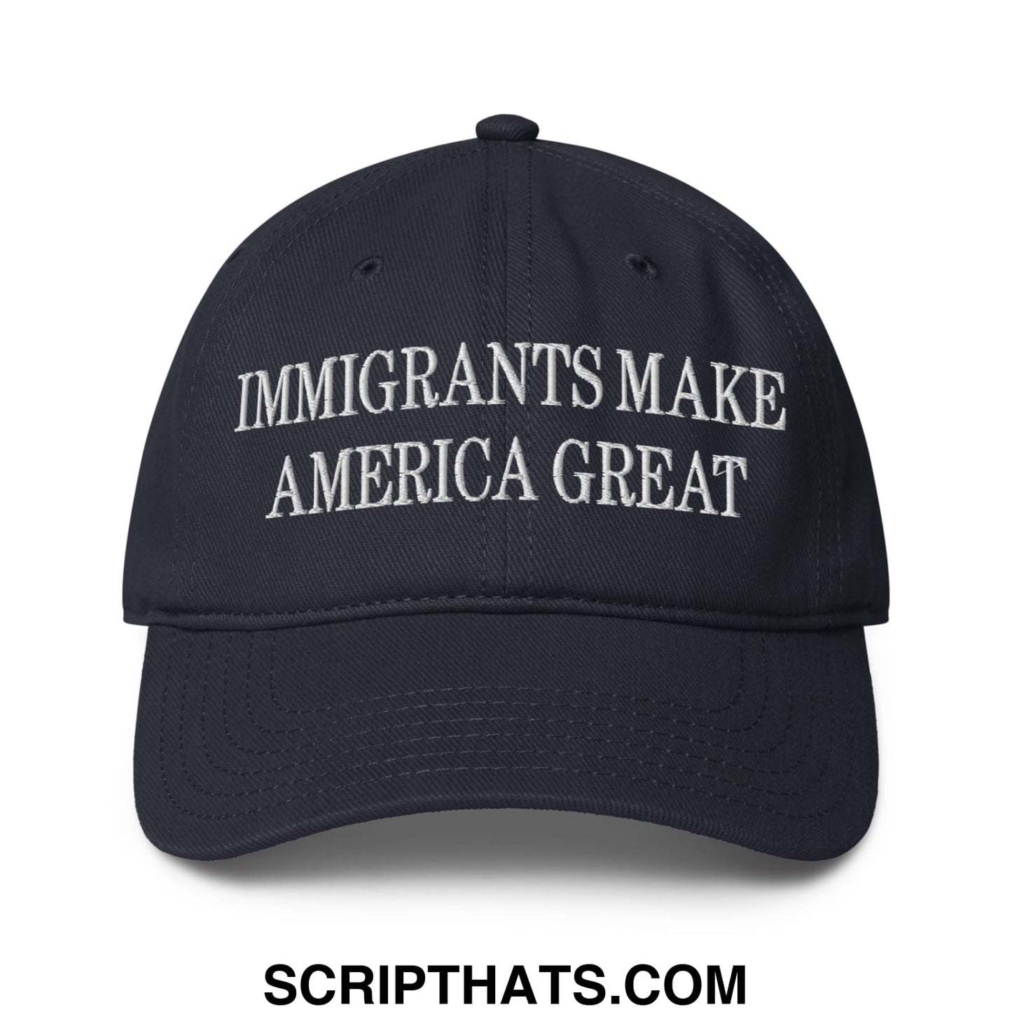 Immigrants Make America Great Embroidered Low Profile Dad Hat Dark Navy