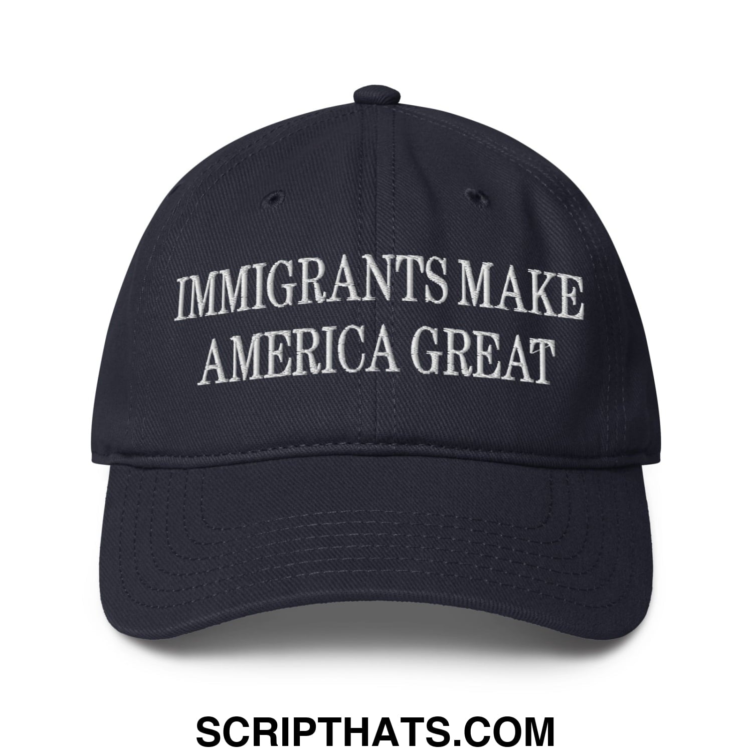 Immigrants Make America Great Embroidered Low Profile Dad Hat Dark Navy