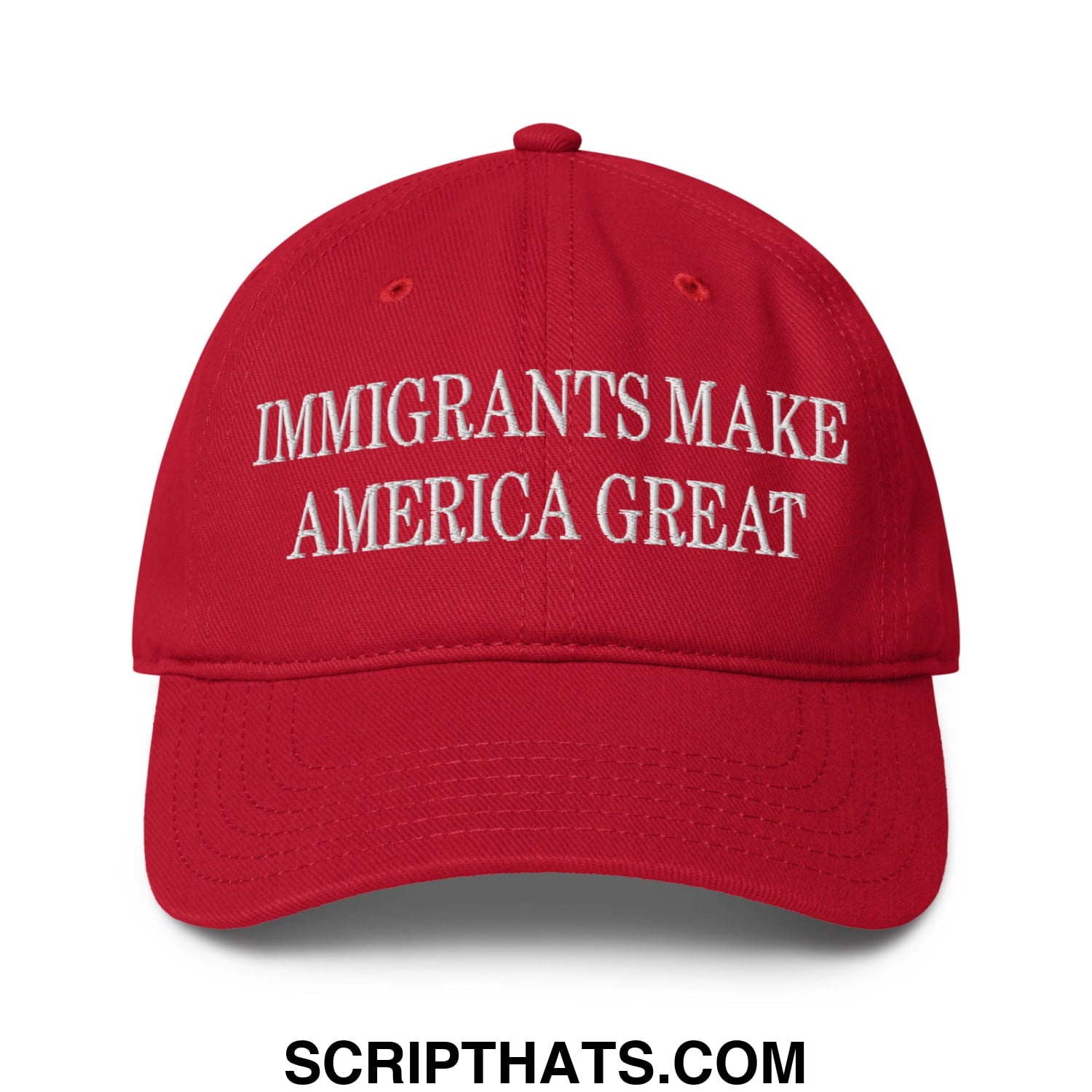 Immigrants Make America Great Embroidered Low Profile Dad Hat Red