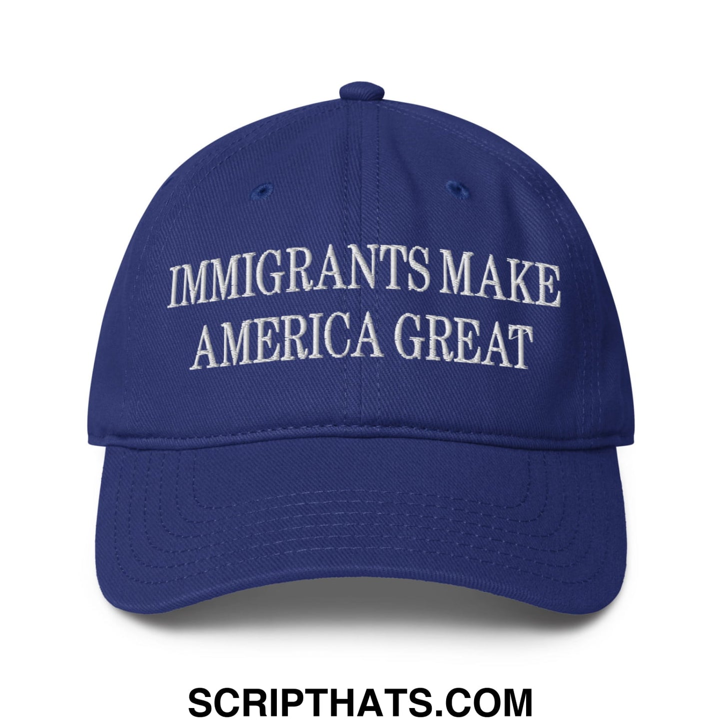 Immigrants Make America Great Embroidered Low Profile Dad Hat Royal