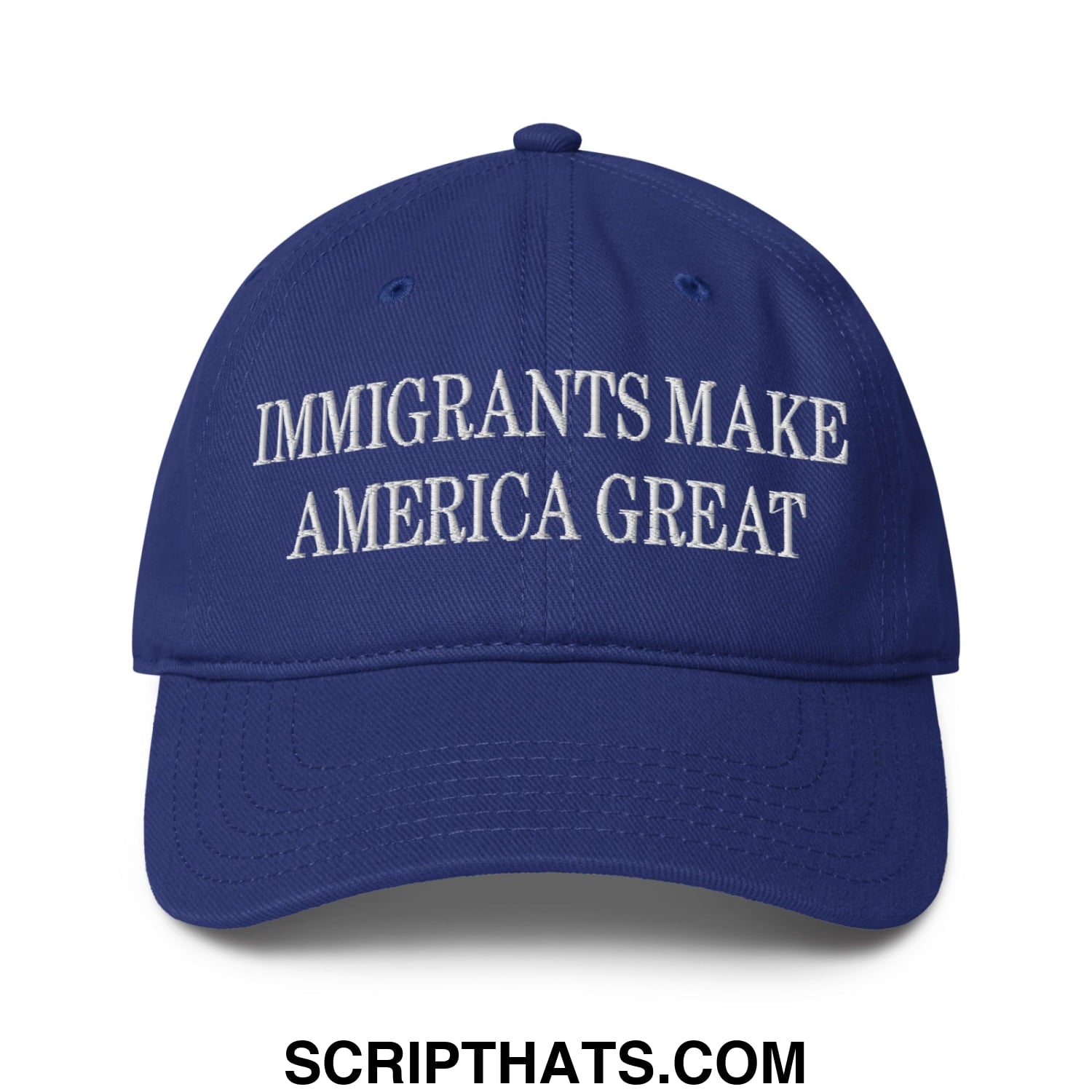 Immigrants Make America Great Embroidered Low Profile Dad Hat Royal