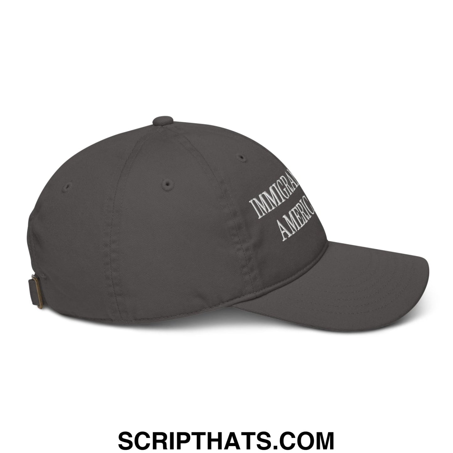 Immigrants Make America Great Embroidered Organic Dad Hat Charcoal