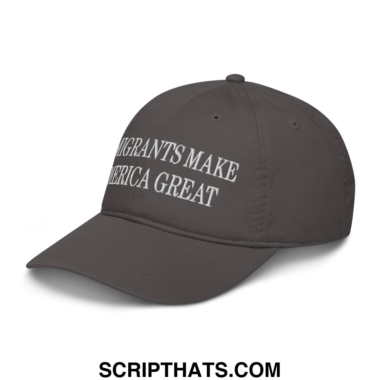Immigrants Make America Great Embroidered Organic Dad Hat Charcoal