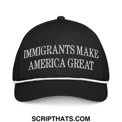 Immigrants Make America Great Embroidered Rope Snapback Hat Black White
