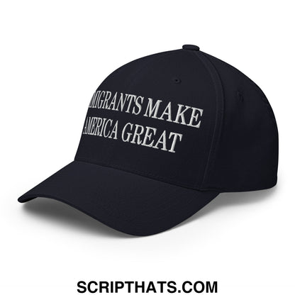 Immigrants Make America Great Embroidered Stretch Fit Baseball Hat Dark Navy