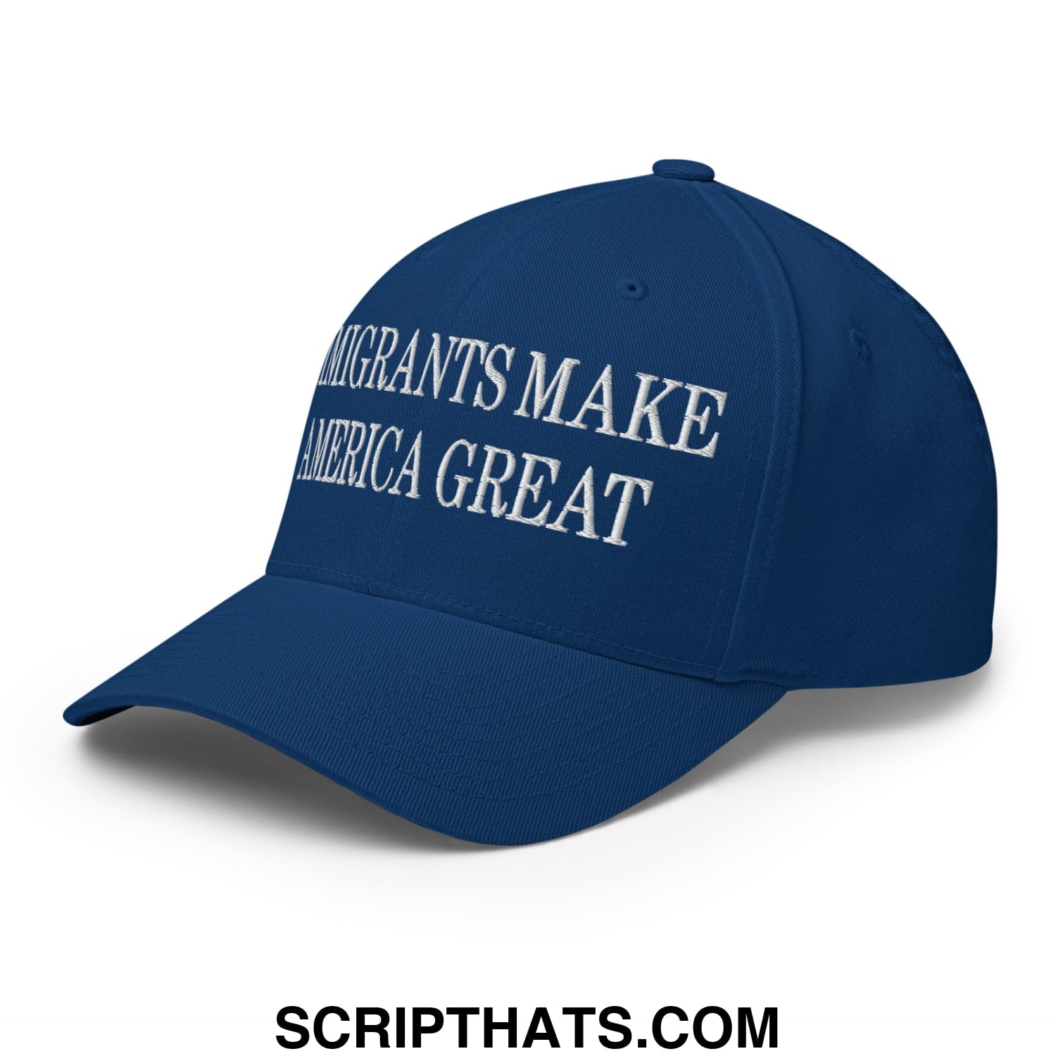 Immigrants Make America Great Embroidered Stretch Fit Baseball Hat Royal Blue