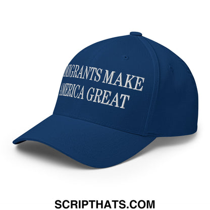 Immigrants Make America Great Embroidered Stretch Fit Baseball Hat Royal Blue