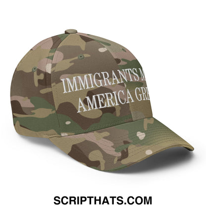 Immigrants Make America Great Embroidered Stretch Fit Baseball Hat Multicam Green