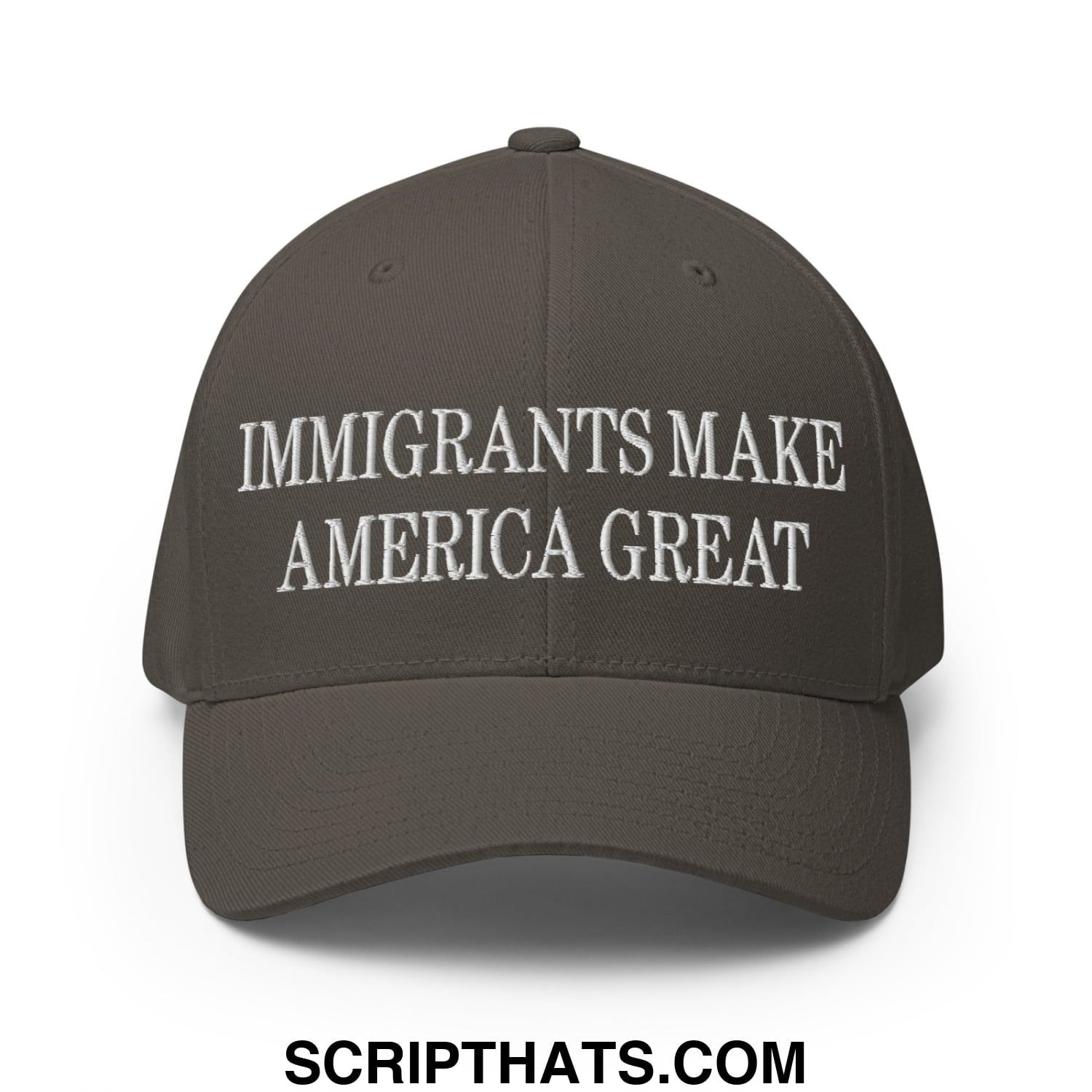 Immigrants Make America Great Embroidered Stretch Fit Baseball Hat Dark Grey