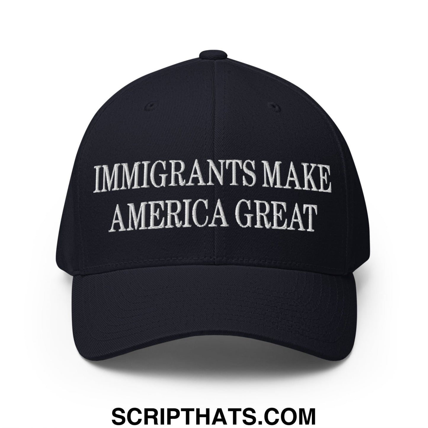 Immigrants Make America Great Embroidered Stretch Fit Baseball Hat Dark Navy