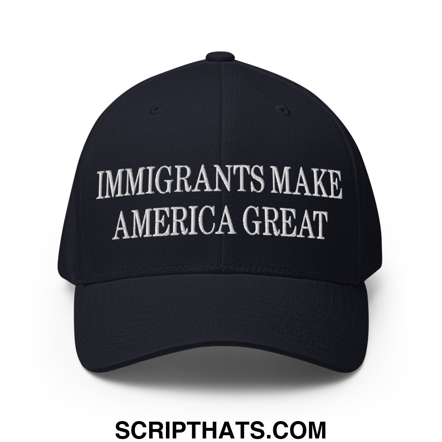 Immigrants Make America Great Embroidered Stretch Fit Baseball Hat Dark Navy